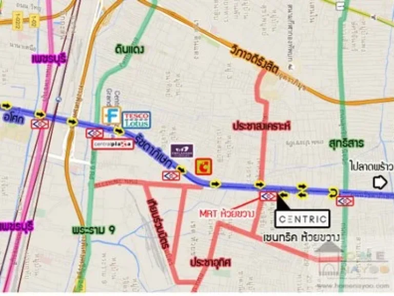 ให้เช่า centric ห้วยขวาง อยู่ติดถนนรัชดาห่างจาก สถานี MRT ห้วยขวาง ไม่ถึง 100m