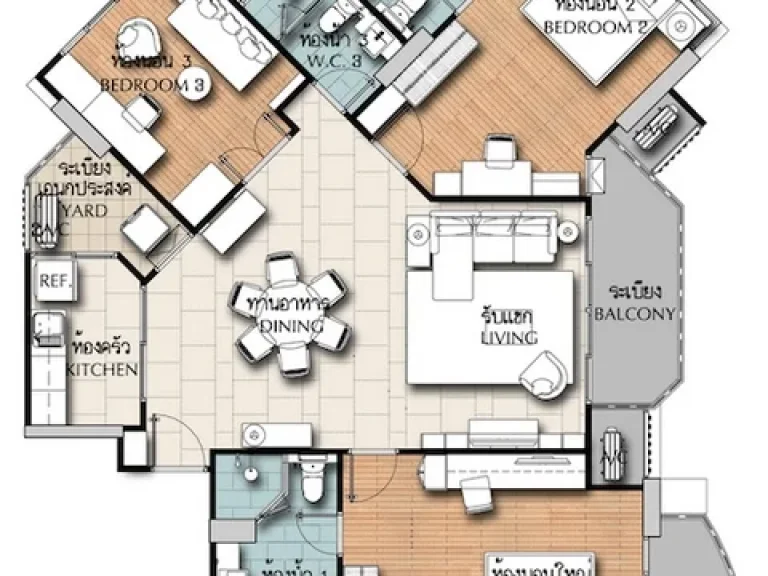 NC257 ให้เช่าคอนโดศุภาลัย เวลลิงตัน 3 นอน 125 ตรม อาคาร 6 ชั้น 18 จาก 19 ชั้น