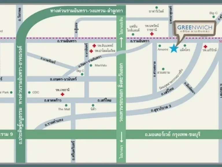 ให้เช่าทาวน์โฮม 3ชั้นGreenwich Ramintra พร้อมเข้าอยู่ พร้อมเฟอร์นิเจอร์