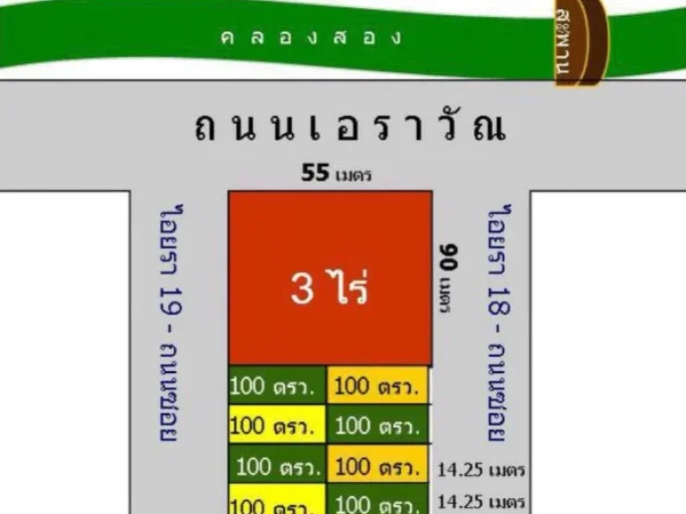 ที่ดินแบ่งขายราคาถูก แยกโฉนด ติดถนน 3 ด้าน ปทุมธานี