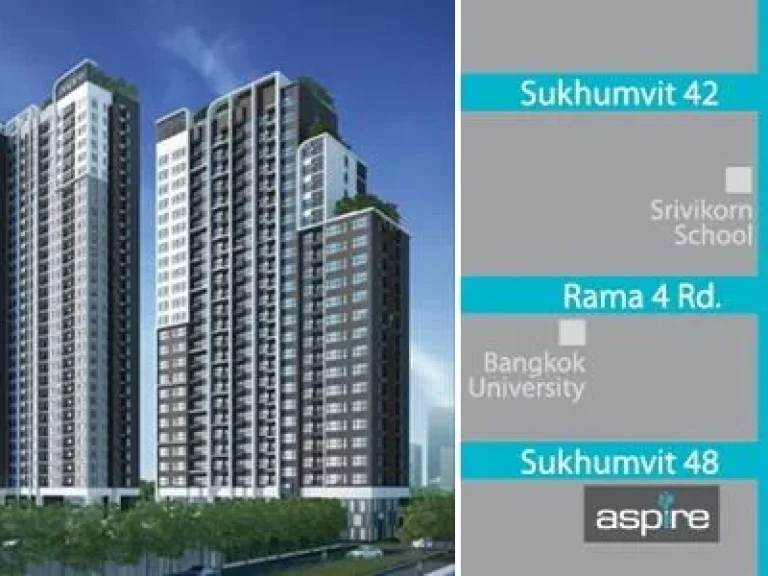 ให้เช่า Aspire สุขุมวิท 48 แบบ 1 ห้องนอน 38 Sqm ชั้น 28 วิวแม่น้ำ พร้อมอยู่ Ready to move in