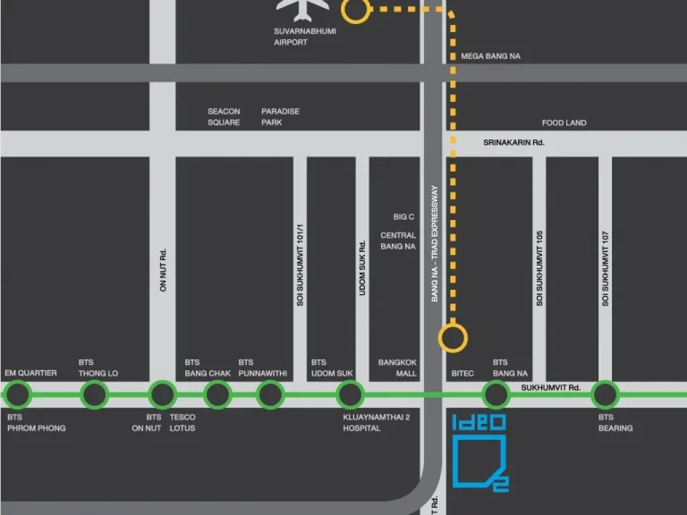 ให้เช่าคอนโด ไอดิโอ โอทู Ideo O2 ขนาด 26 ตรม ตึก A ชั้น 24 ใกล้ BTS บางนา