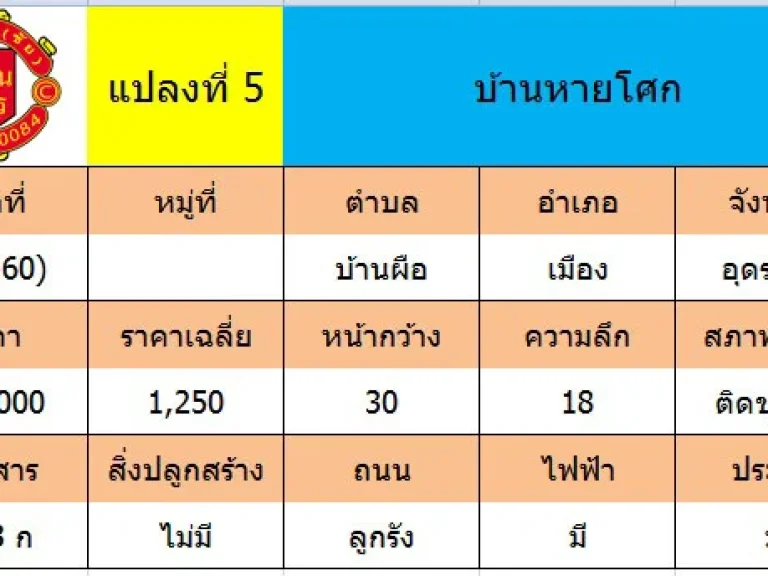 ขายที่ดินเปล่า 160 ตรว บ้านหายโศก ตบ้านผือ อบ้านผือ จอุดรธานี