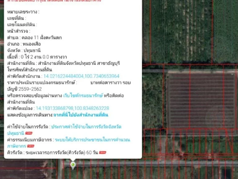 ขายที่ดินเปล่า 2ไร่ คลอง11รังสิตนครนายก ฝั่งตะวันตก อหนองเสือ จปทุมธานี