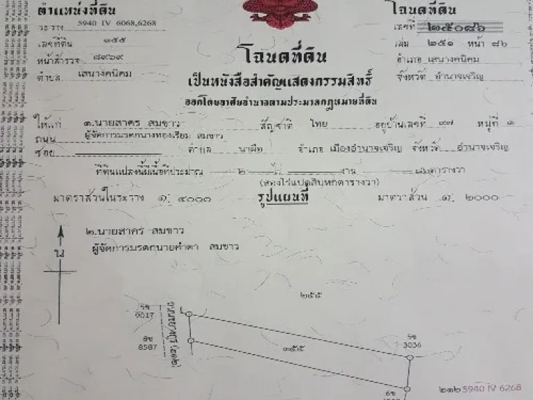 ขายที่ดินยกแปลง ทำเลดี 2 ไร่ 86 ตรว ติดถนนชยางกูร จอำนาจเจริญ ราคา 9 ล้าน ต่อรองได้