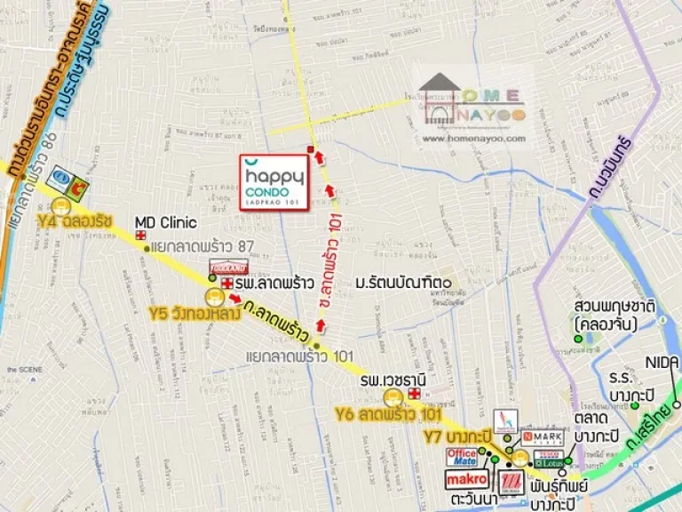 W08 ให้เช่าคอนโดแฮปปี้คอนโด ลาดพร้าว 101 พร้อมอยู่