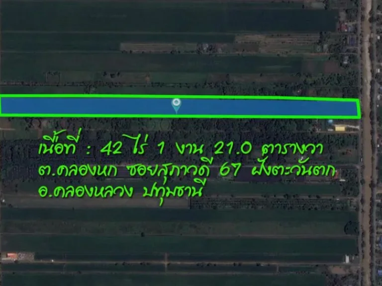 ที่ดินคลองหลวง ขนาด 42 ไร่เศษ คลอง 6 ฝั่งตะวันตก ธํญญะ