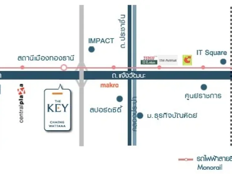 ขาย The key แจ้งวัฒนะ 3636 ตรม 1นอน 1น้ำ ตกแต่งครบ วิวเซ็นทรัลแจ้งฯ เยื้องเมืองทองธานี