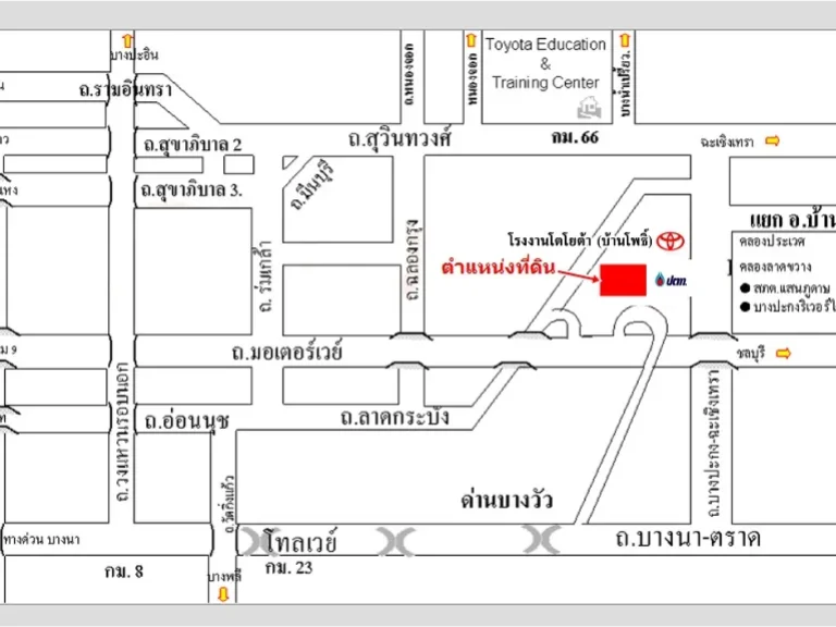 ขายที่ดิน หลังโตโยต้า บ้านโพธิ์ ฉะเชิงเทรา เนื้อที่ 15 ไร่ 3 งาน 29 ตารางวา ราคา11000ตารางวา