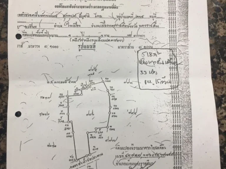 ขายที่ดินโคราช ติดถนนรัตนจันทร์ พร้อมห้องแถวชั้นเดียว 33 ห้อง ให้เช่าได้