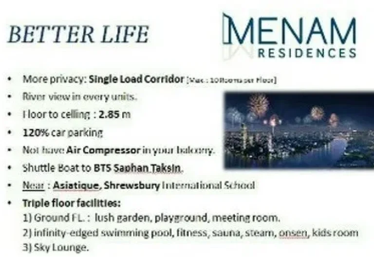 For rent 3 bed at Menam Residense luxury residential next to Asiatique with river view