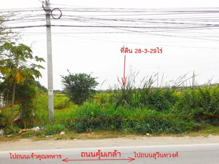 ขายที่ดินติดถนน คุ้มเกล้า 28-3-29 ไร่