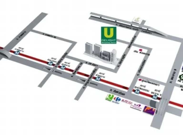 BAu200 ให้เช่า U-Delight Huai Khwang ใกล้สถานีรถไฟฟ้าใต้ดินห้วยขวาง เฟอร์ครบ พร้อมอยู่