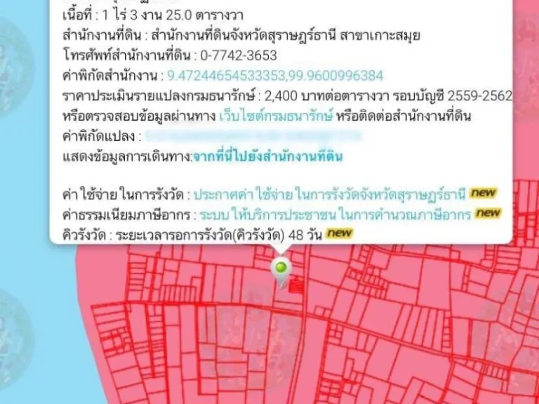 ขายที่ดินเกาะสมุยติดถนน ทำเลดี สุราษฎร์ธานี