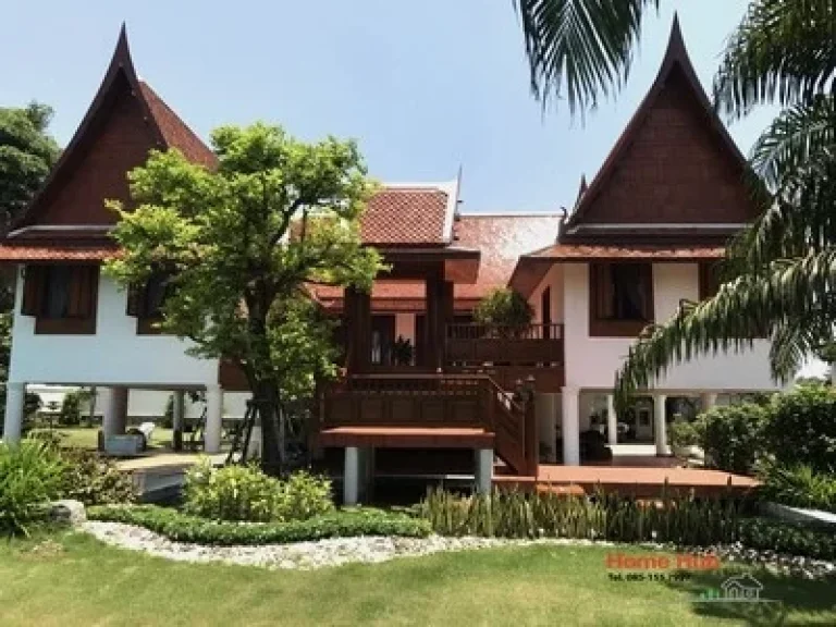 Magnificent Modern Thai Teak House for rent near Mabprachan Pattaya Fully furnished private pool and private putting green