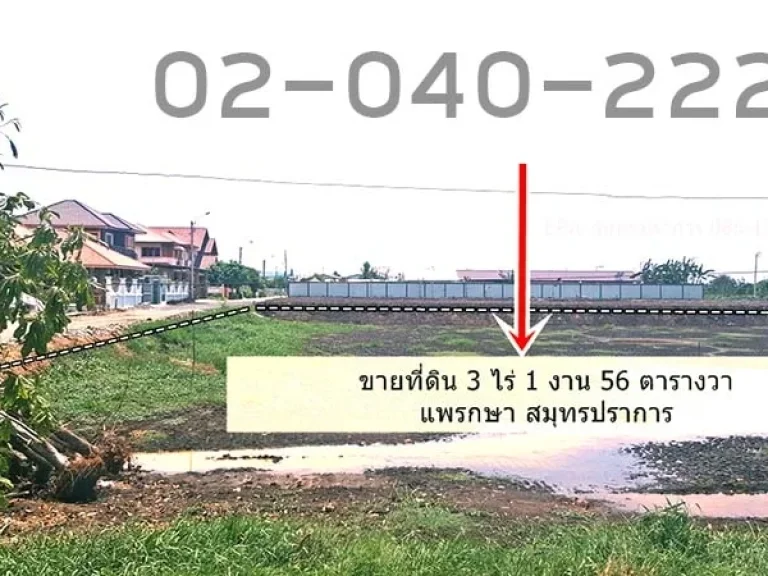 ขายที่ดิน แพรกษา 3 ไร่ 1 งาน 56 ตรว