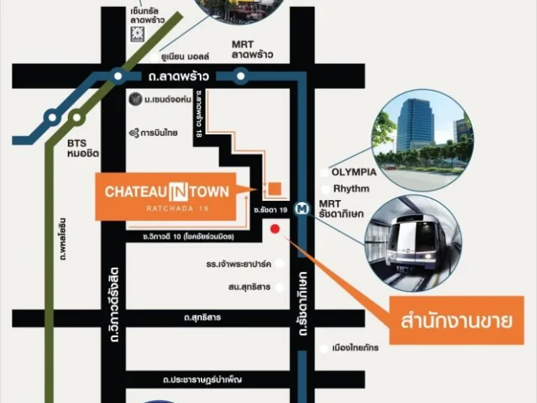 ขายพร้อมผ้เช่า Chateau in Town Ratchada 19 ขายต่ำกว่าราคาโครงการ MRTรัชดา 100 เมตร