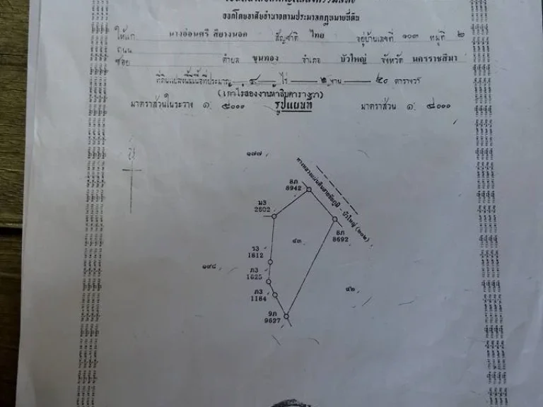 ขายที่ดินติดถนนใหญ่ ถนนนิเวศรัตน์ อบัวใหญ่-จชัยภูมิ โฉนด