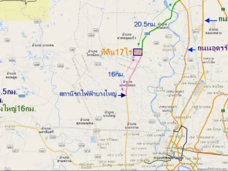 ขายที่ดิน17ไร่ หน้ากว้าง130มติดถนนบางบัวทอง-บางปะอิน อลาดหลุมแก้ว จปทุม