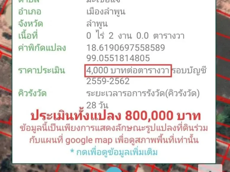 ขายด่วน ที่ดินเพื่อสร้างบ้านหรือเก็งกำไร อเมืองลำพูน ฟรีค่าโอน