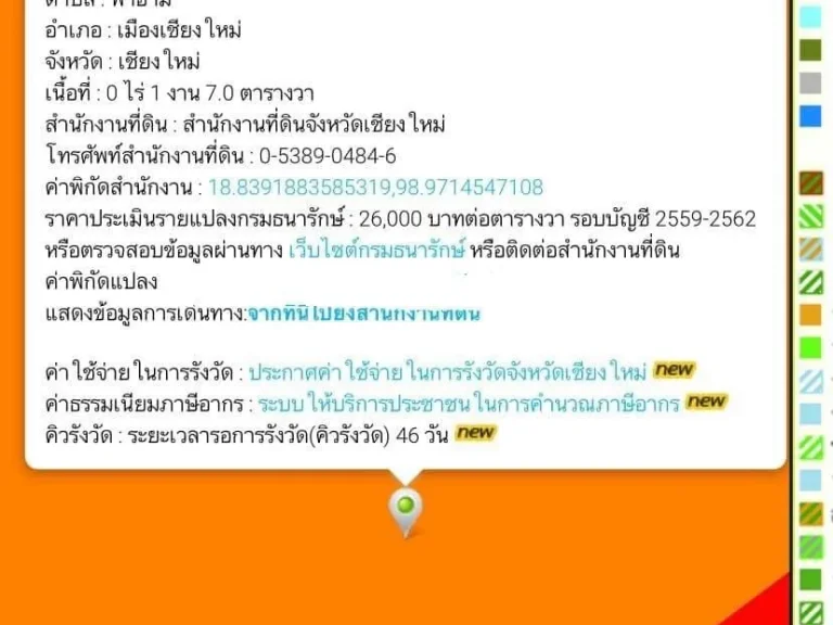 ขายด่วน ที่ดินทำเลดี ตรงข้ามCentral Festival เชียงใหม่ ผังสีส้ม