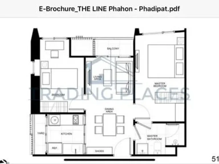 ขาย เดอะ ไลน์ พหล-ปดิพัทธ์ 5266ตรม 2ห้องนอน1ห้องน้ำ ชั้น 39