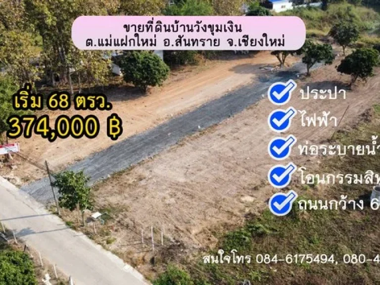 ขายที่ดินแม่แฝกใหม่ 60-80 วา สาธารณูปโภคครบ อยู่ในชุมชน