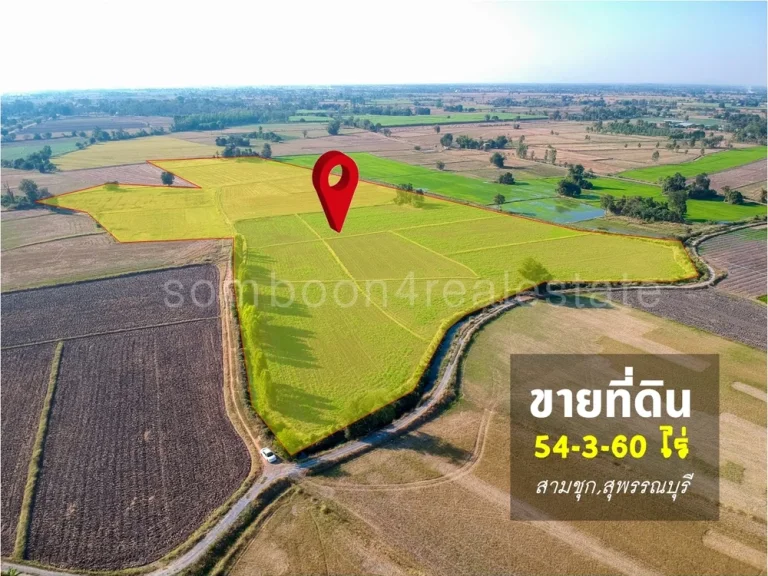 ขายที่ดิน 54-3-60 ไร่ ใกล้ อบตหนองผักนาก อสามชุก จสุพรรณบุรี