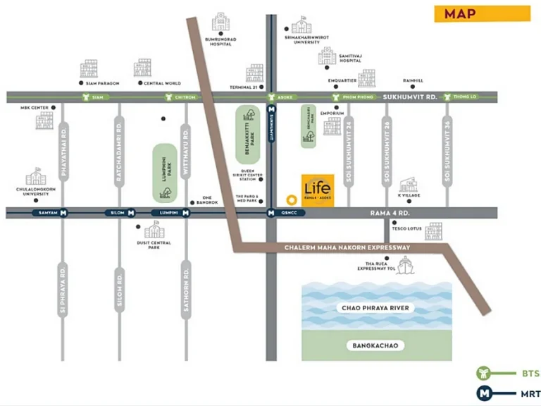 เจ้าของขาย Condo Life Rama 4 - Asoke ใกล้รถไฟฟ้า MRT ศูนย์สิริกิต์ 40 ตรม แบบห้อง Vertiplex