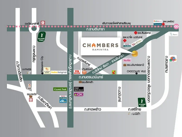 Chambers รามอินทรา ใกล้แฟชั่นไอส์แลนด์ 107 ตรม 3 ห้องนอน 2 ห้องน้ำ ชั้น6 วิวเมือง ทิศเหนือ ตกแต่งครบ