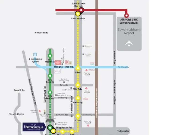 ขายคอนโด เมโทรโพลิส สำโรง อินเตอร์เชนจ์ ใกล้รถไฟฟ้า 2 สาย ใกล้ทางด่วน วิวสระว่ายน้ำ ชั้น 7