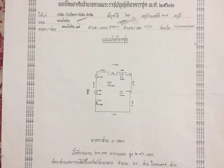 ขายคอนโด เดอะวอเตอร์ฟอร์ด เนื้อที่ 633 ตารางเมตร เขตจตุจักร กรุงเทพ