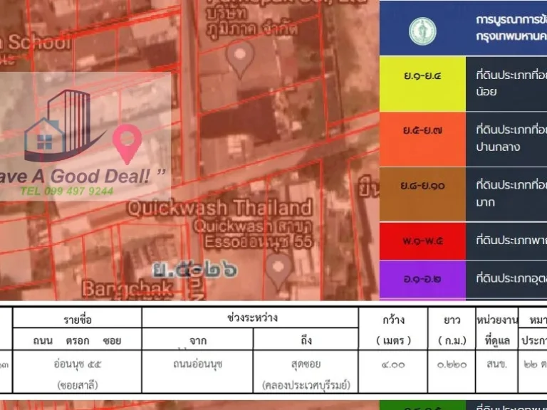 ที่ดินเปล่า 326 ตรวา ซอยอ่อนนุช 55 ห่างปากซอยเพียง 100 เมตร