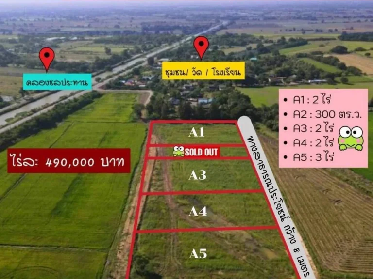 ขายที่ดิน 2 ไร่ โฉนดครุฑเเดง นส 4 จพร้อมโอน ปลอดจำนอง ติดถนน ติดชุมชน เหมาะสร้างบ้านสวนเกษตร บรรยากาศดี น้ำไม่ท่วม