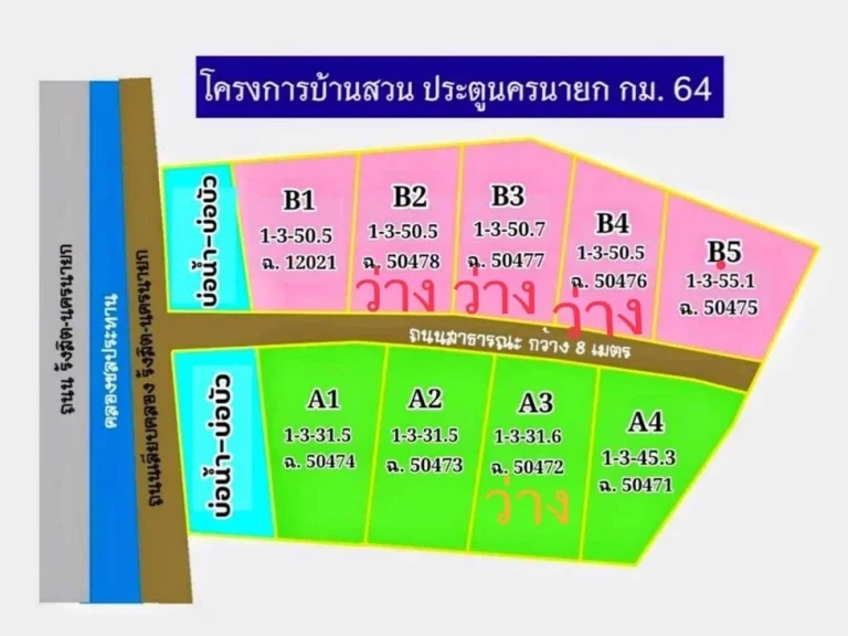 โครงการ บ้านสวน ประตูนครนายก กม64 ติดถนนใหญ่ ห่างทางด่วนเพียง 5 กม