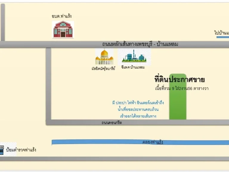 ขายที่ดิน ท่าแร้งออก อำเภอบ้านแหลม เพชรบุรี 9-2-56 ไร่