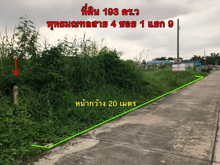 ที่ดิน 193 ว้า พุทธมณฑลสาย 4 ซอย 1 แยก 9 เหมาะสำหรับปลูกบ้าน