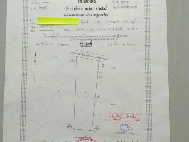 ขายที่ดินเปล่า ทำเลทอง 1ไร่ 3งาน 805ตารางวา ถมดินแล้ว อท่าศาลา จนครศรีธรรมราช