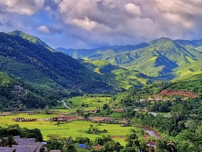 ขายที่ดินบ้านสะปัน บ่อเกลือ น่าน เหมาะสำหรับสร้างบ้านอยู่ยามเกษียณ รีสอร์ต ที่พักวิวทะเลหมอก ร้านอาหารวิวทุ่งนา คาเฟ่ริมน้ำว้าน้ำมาง