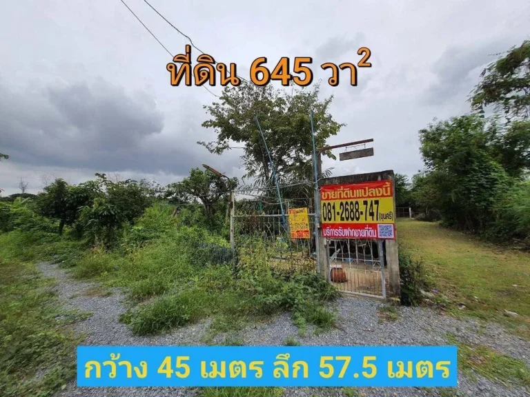 ขายที่ดินทำเลดี 645 ตารางวา แบ่งได้ แปลงมุม ใกล้โรงพยาบาลบางกรวย จนนทบุรี