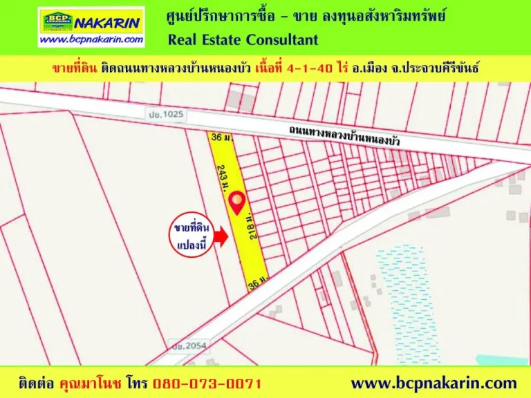 ขาย ที่ดินเปล่า 4-1-40 ไร่ ติดถนน ทางหลวงชนบท ตเกาะหลัก ประจวบ