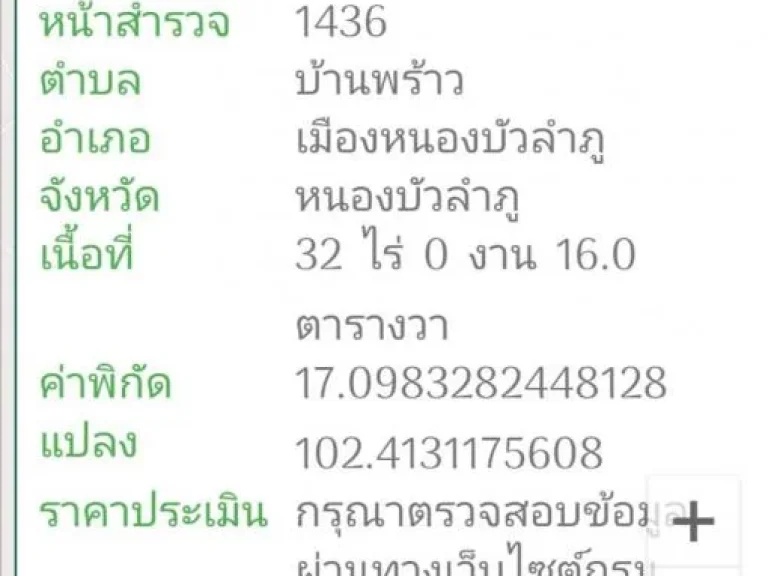 ขายด่วน ที่ดินเนื้อที่ 32 ไร่ 16 ตารางวา บ้านพร้าว จังหวัดหนองบัวลำภู ไม่ห่างจาก สนามกีฬาจังหวัดหนองบัวลำภู เจ้าของขายเอง