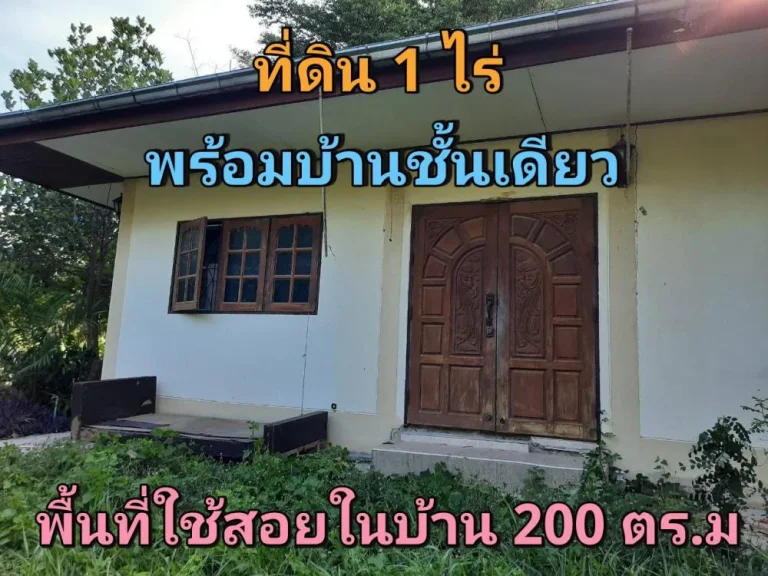 หลุดจอง ที่ดิน 1 ไร่ พร้อมบ้านปูนชั้นเดียว 1 หลัง ใกล้อนามัยวัดราษฎร์นิยม อไทรน้อย จนนทบุรี