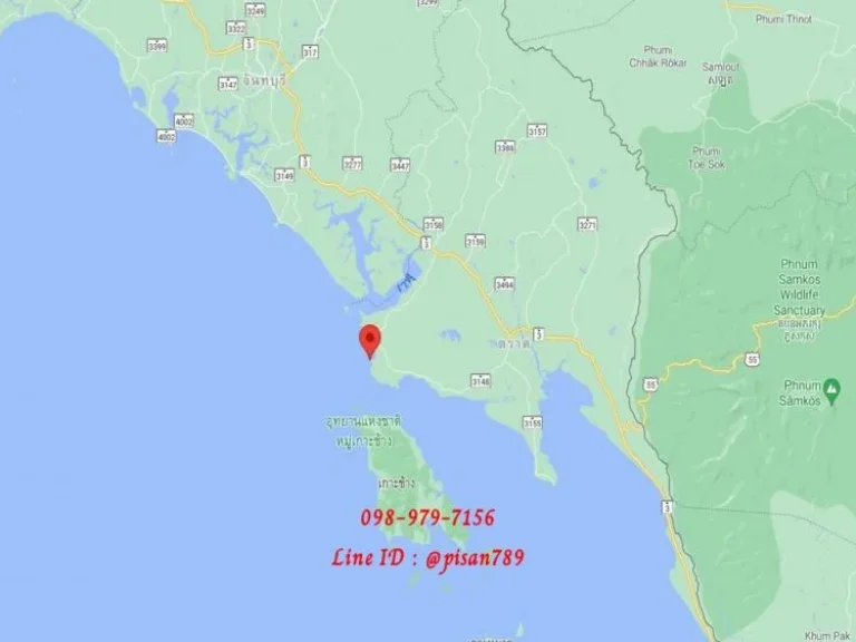 ขายที่ดิน 37 ไร่ 827 ตรว อ แหลมงอบ จ ตราด เป็นโฉนดนส 4 ล้อมรอบด้วยทะเล 3 ด้าน