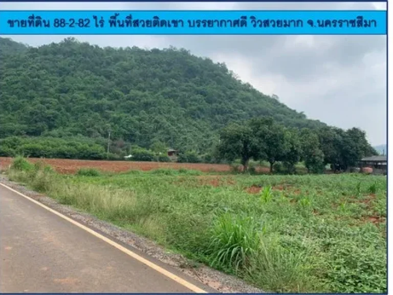 ขายที่ดิน 88-2-82 ไร่ พื้นที่สวยติดเขา บรรยากาศดี วิวสวยมาก จนครราชสีมา