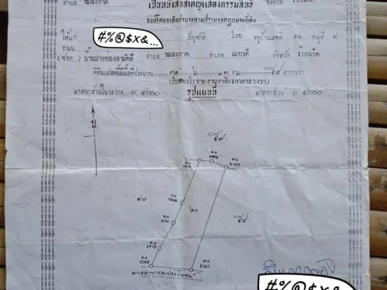 ประกาศขายโฉนดที่ดิน ตชมสะอาด อเมยวดี จร้อยเอ็ด