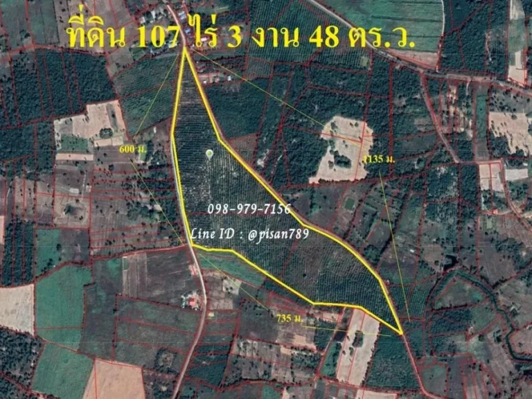 ขายที่ดิน 107 ไร่ 3 งาน 48 ตรว อำเภอ เพ็ญ อุดรธานี ผังที่ดินสีเขียว ใกล้โรงเรียน