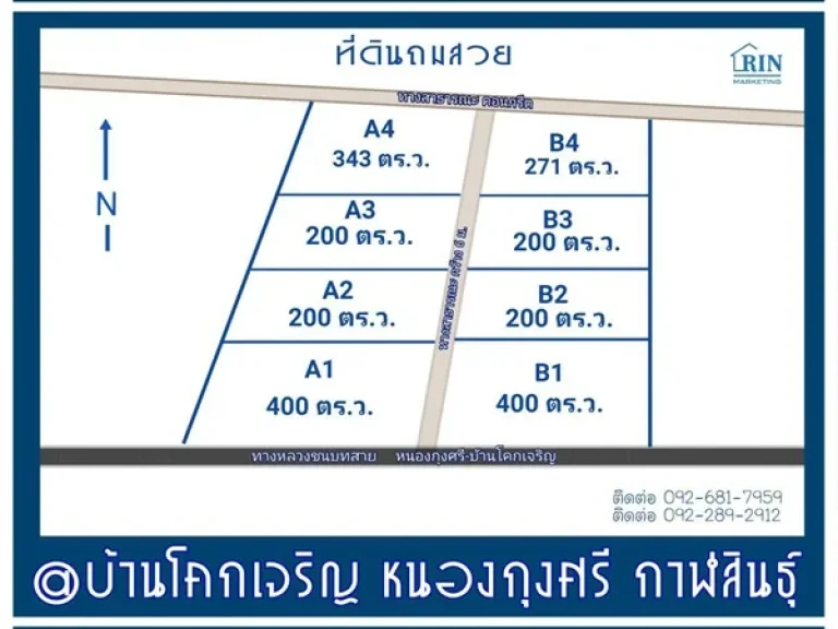 ที่ดิน ถมแล้ว 200ตรว 199000฿ -น้ำ-ไฟพร้อม ติดถนนใหญ่ ใกล้ตลาดสด -ชุมชน บ้านโคกเจริญ ตหนองกุงศรี จกาฬสินธุ์