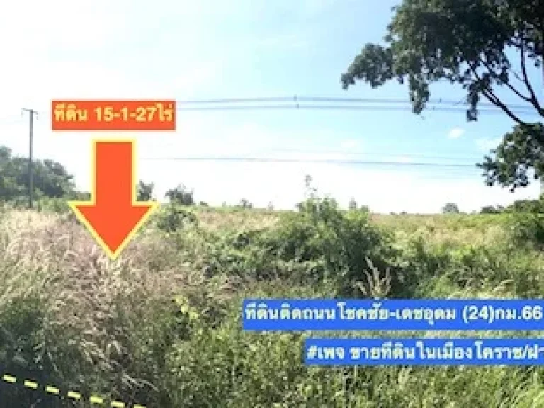 ขายที่ดิน 15-1-27ไร่ ติดถนน 24 หนองบุญมาก โคราช ขายด่วนๆ