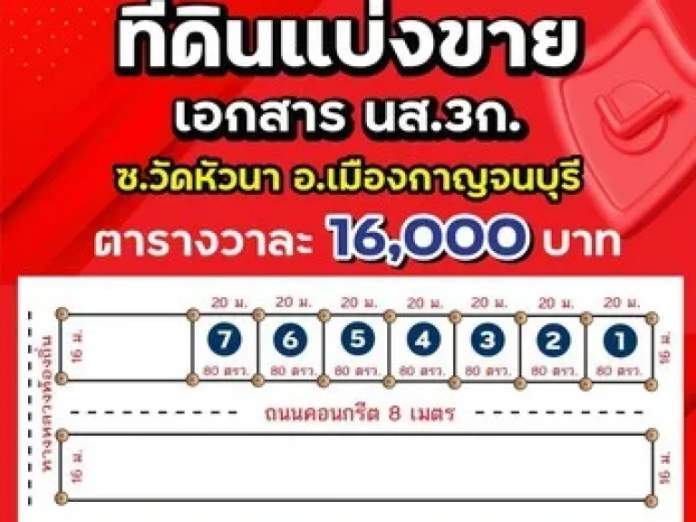 ขายที่ดิน 80 ตรว ใกล้โรบินสันกาญจนบุรี ในตัวเมืองกาญจนบุรี มีไฟฟ้ามีน้ำประปา เหมาะปลูกบ้าน